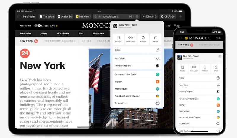 Illustration : macOS Monterey : Universal Control, nouvelle interface pour Safari