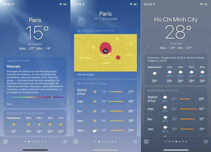 Illustration : iOS 15 : Météo bénéficie d'un nouveau look (mais toujours pas d'app sur iPad)