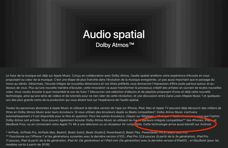 Illustration : L'Audio spatial d'Apple Music arrive bientôt sur Android