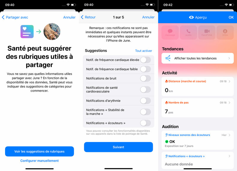 Illustration : Santé : partage de données santé, graphiques sur 6 mois, carnet de santé