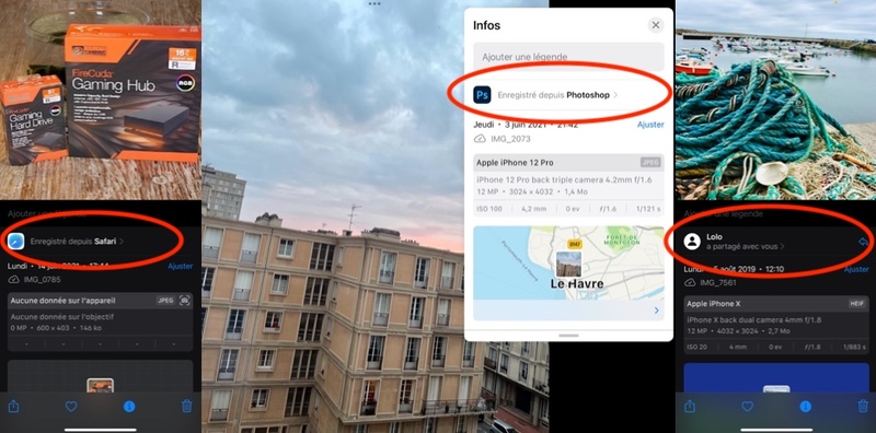 Illustration : iOS/iPadOS 15 : Photos indique de quelle application provient une image