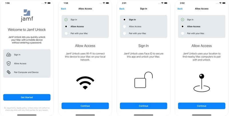 Illustration : Jamf Unlock permet l'authentification sur Mac via Face ID/Touch ID