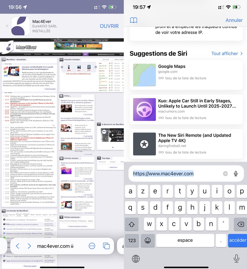 Illustration : iOS 15 Beta 3 : la barre d'adresse change encore d'interface !