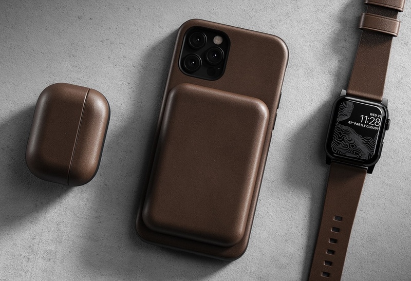 Illustration : Un étui en cuir pour la batterie externe MagSafe chez Nomad