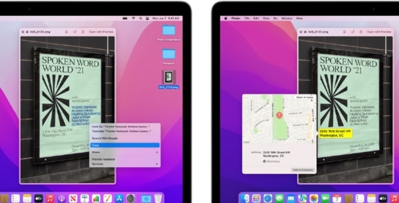 Illustration : La dernière bêta de Monterey apporte finalement Live Text aux Mac Intel