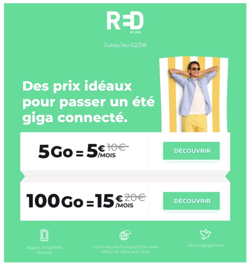 Illustration : RED by SFR propose ses forfaits RED dès 5€ (5Go)