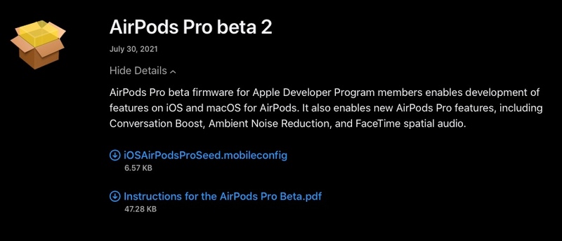 Illustration : Le second firmware bêta pour les AirPods Pro active le mode Conversation Boost