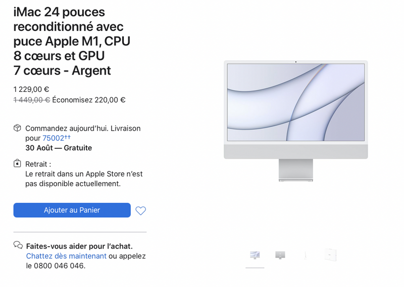 Illustration : L’iMac M1 arrive sur le Refurb à 1229€