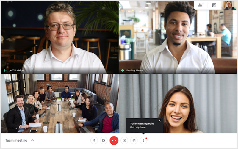 Illustration : Google Meet avertit les utilisateurs provoquant un écho