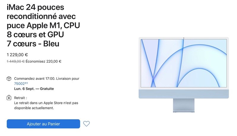 Illustration : Refurb : plusieurs iMac M1 dès 1229 euros (de -220 à -290 euros)