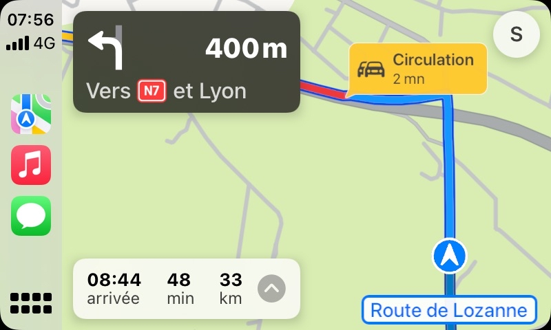 CarPlay : Plans affiche les bouchons et les accidents (iOS 15)