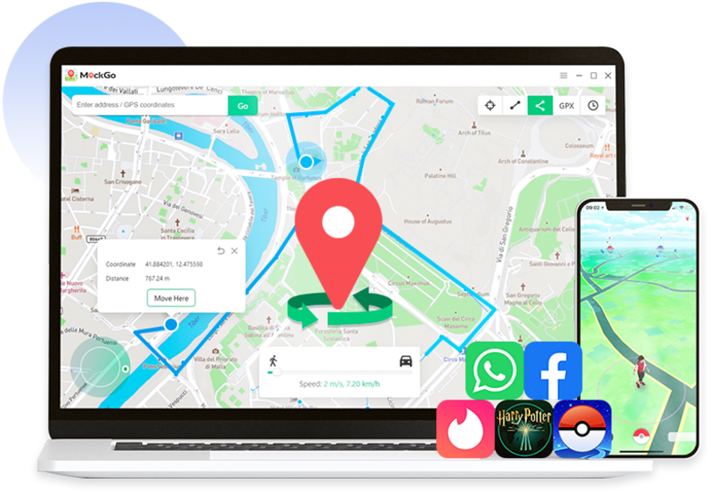 Illustration : MockGo simule une position GPS sur iPhone (bon plan : 40% de réduction !)