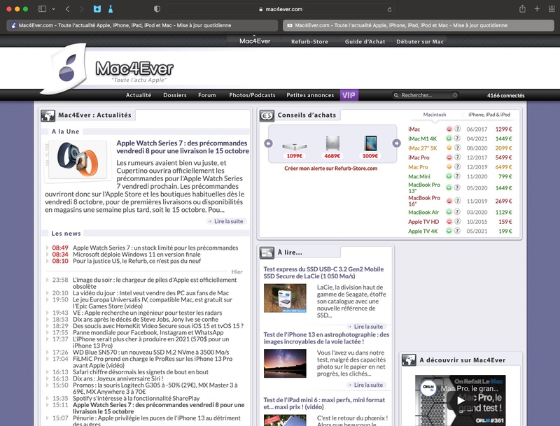 Illustration : Safari 15 : l'interface des onglets déstabilise certains utilisateurs sur macOS