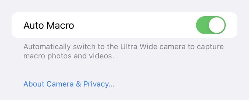 Illustration : Le mode "macro" désactivable et le ProRes dans la beta 3 d'iOS 15.1 !