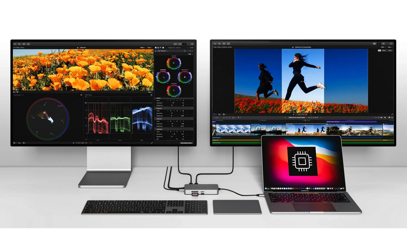 Illustration : Les hubs USB-C d'Hyper permettent d'utiliser deux moniteurs 4K HDMI sur les Mac M1