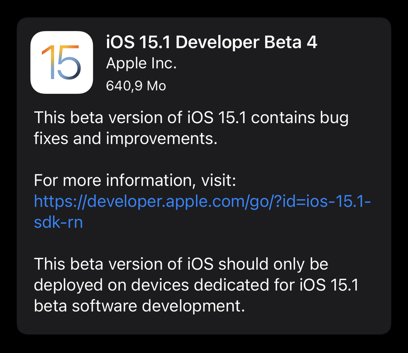 Illustration : Une bêta 4 pour iOS/iPadOS/tvOS 15.1/watchOS 8.1 et une bêta 10 pour Monterey