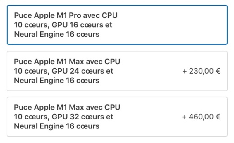 Illustration : MacBook Pro 14/16" : des GPU avec 14, 16, 24 ou 32 cœurs (en option)