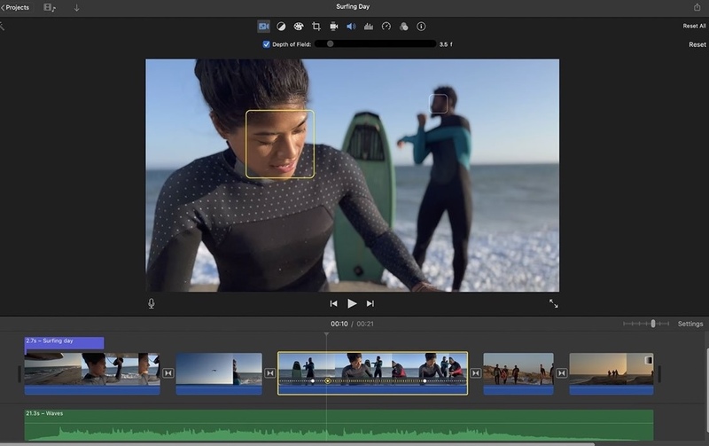 Illustration : iMovie permet d'éditer les vidéos en mode Cinématique