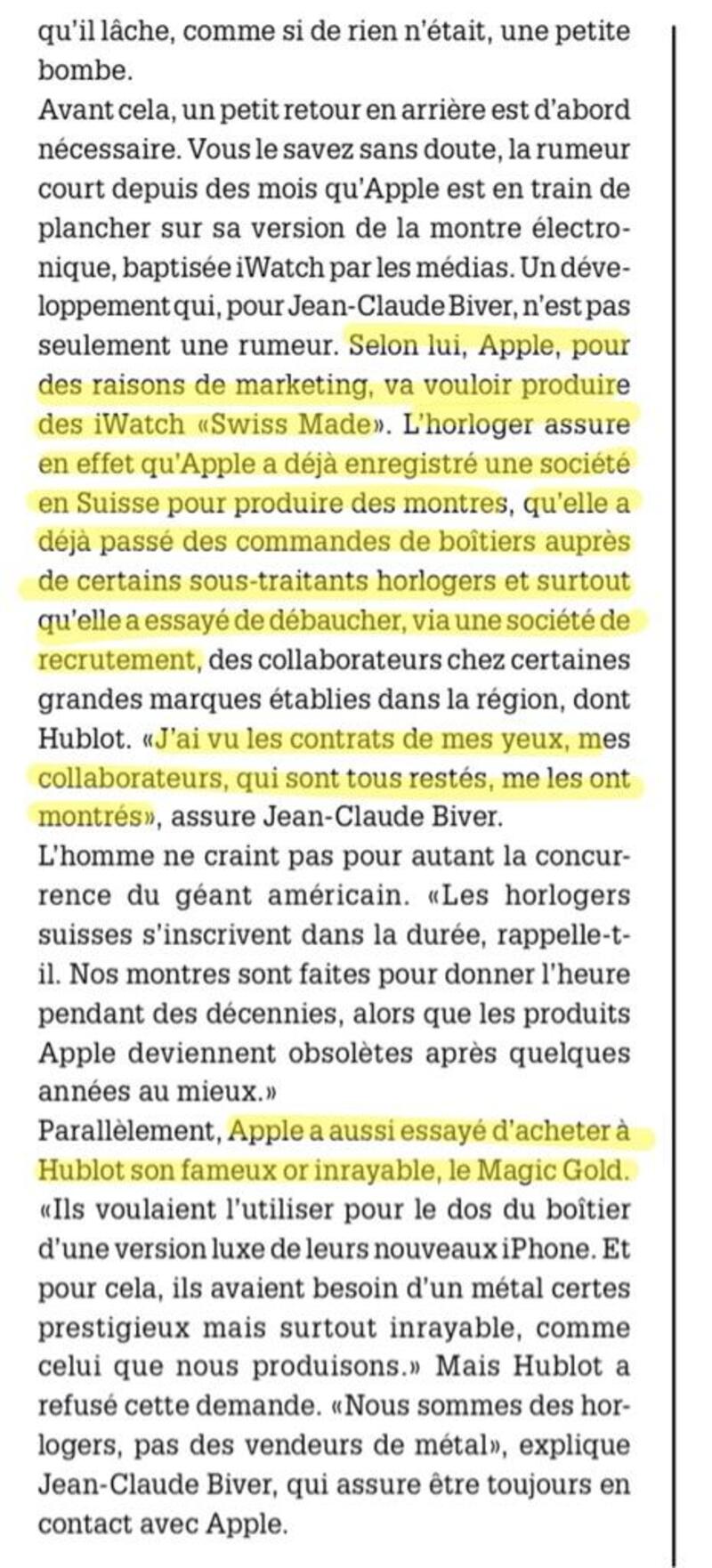 Illustration : Apple ferait ses courses en Suisse pour son iWatch, notamment chez Hublot