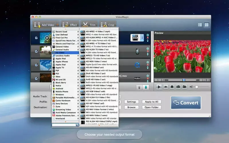 VideoMagic convertit et édite 150 formats vidéos sur Mac, gratuitement