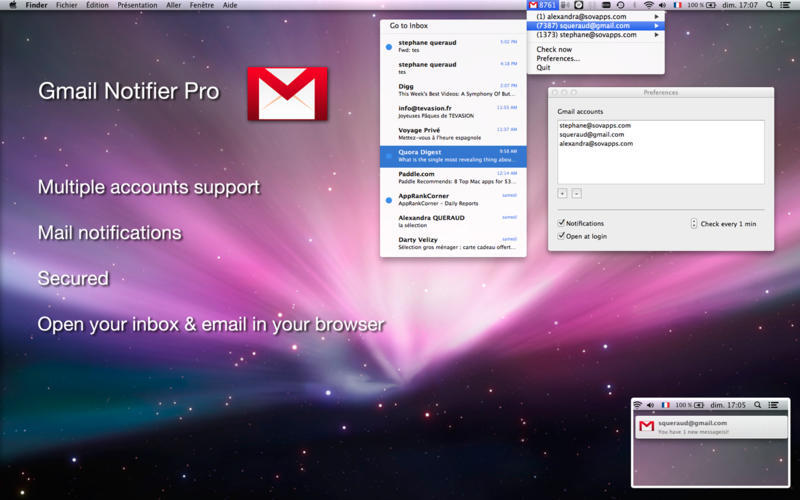 Gmail Notifier Pro remplace Google Notifier sous OS X