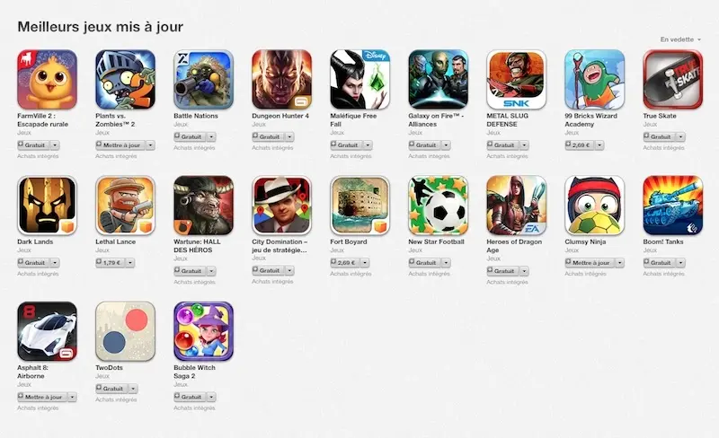 L'App Store promeut désormais les mises à jour de jeux