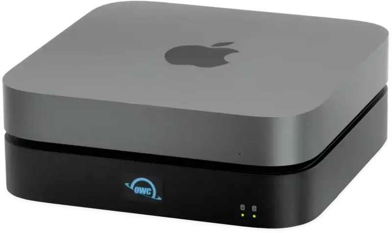 Un dock Thunderbolt 4, embarquant un port SATA et un M.2 NVMe, conçu pour le Mac mini chez OWC