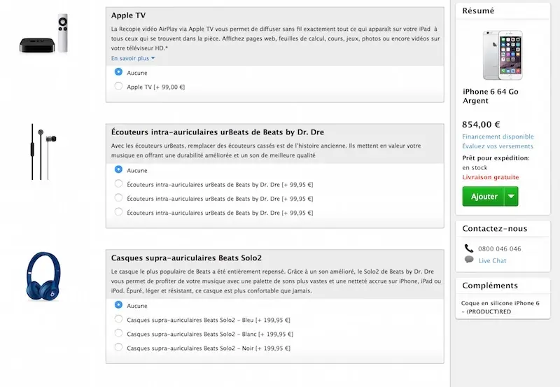 Apple Store : les casques Beats proposés en option avec les iPhone, iPad et iPod