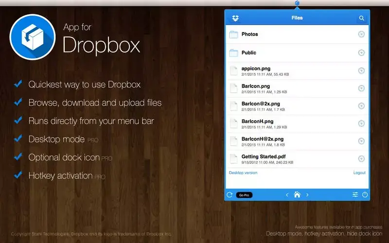 Une application pratique et gratuite pour gérer son compte Dropbox depuis la barre des menus