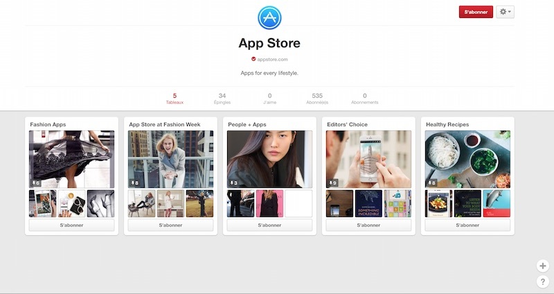 L'App Store épinglé par Pinterest