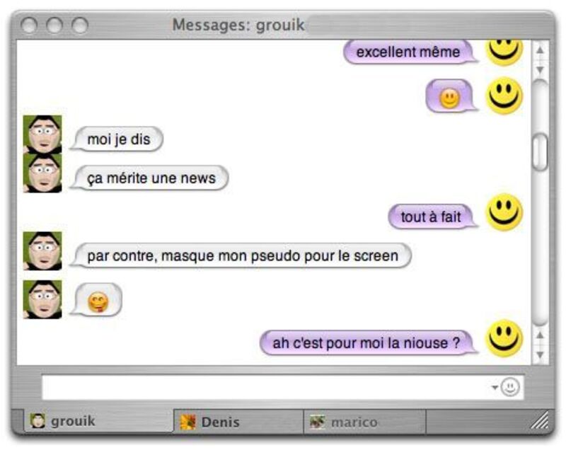 Illustration : Chax onglétise iChat