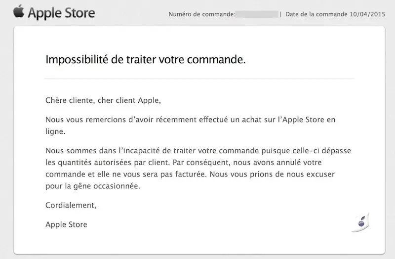 Quand l'Apple Store annule les commandes d'Apple Watch trop importantes