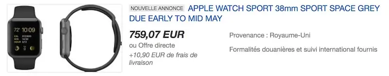 L'Apple Watch flambe déjà sur eBay