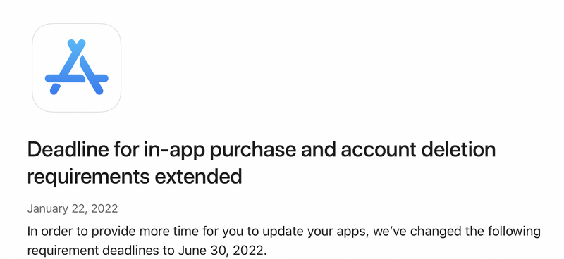 App Store : il faudra attendre le 30 juin pour supprimer un compte depuis une app