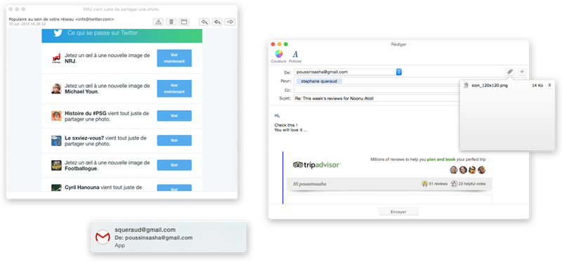 GMail dans la barre des menus d'OS X : Mia for GMail