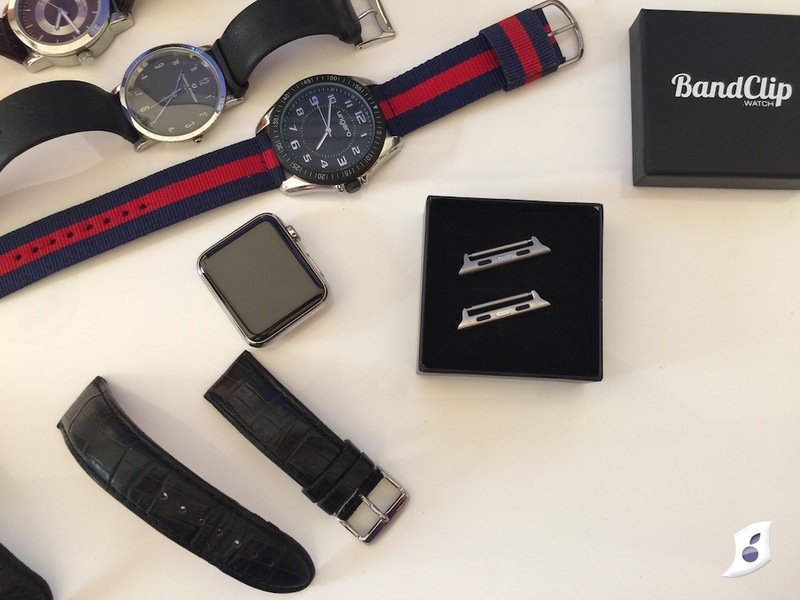 Illustration : Prise en main du BandClip, des attaches pour adapter des bracelets classiques à l'Apple Watch