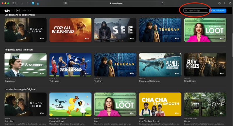 Le site Web d'Apple TV+ permet désormais d'effectuer une recherche (wow)