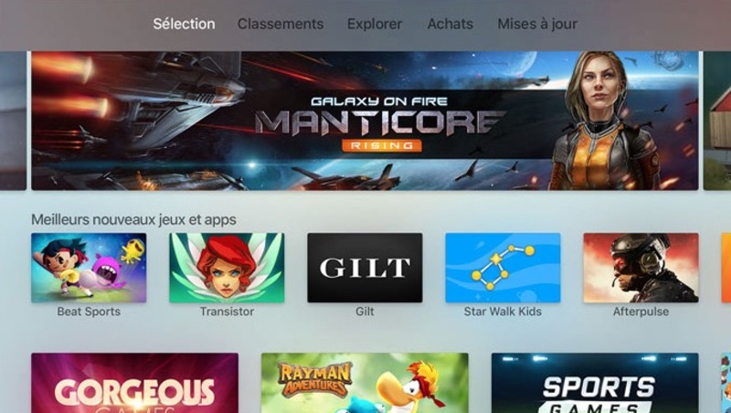 Illustration : Les jeux occupent le top de l'App Store sur Apple TV