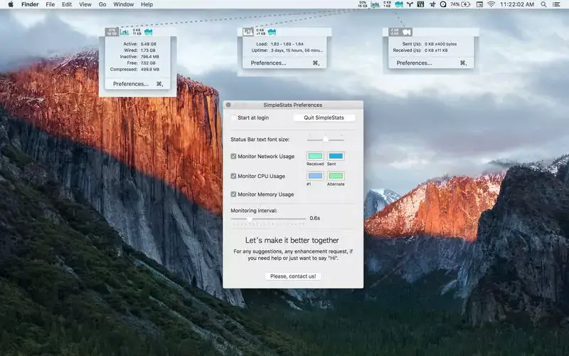 SimpleStats, un concurrent d'iStat Menus et de MenuMeters pour El Capitan