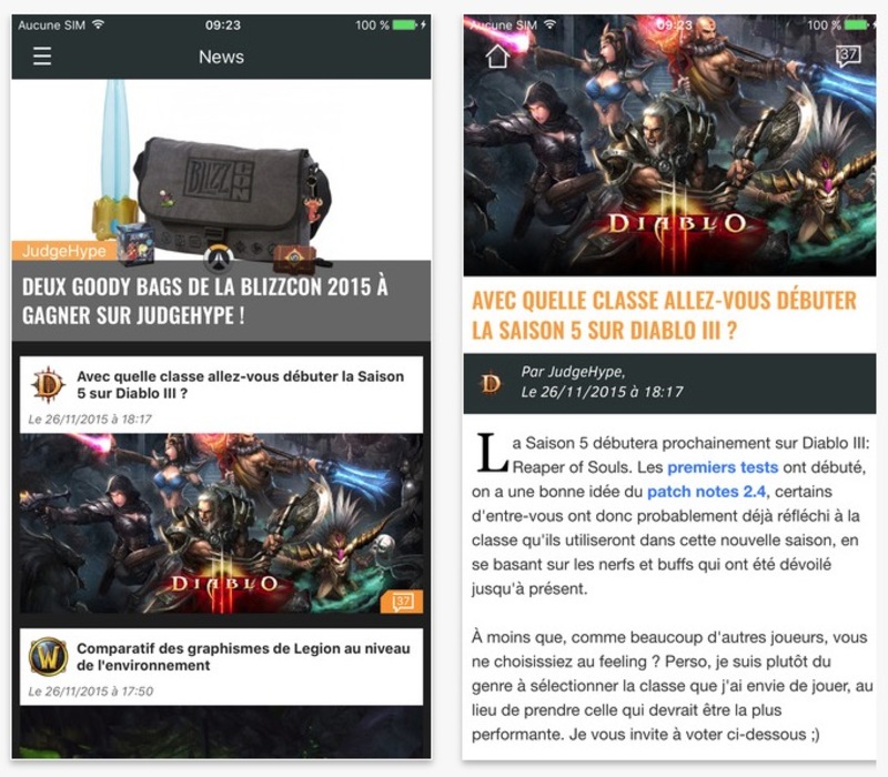 Illustration : Fan des jeux Blizzard ? JudgeHype sort son application iOS