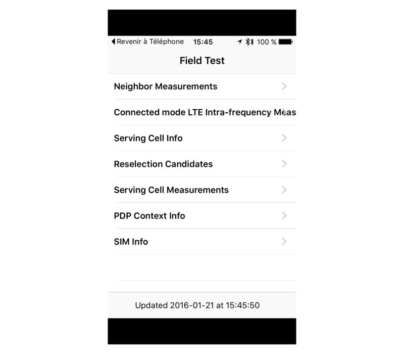 Astuce : accéder au mode "Field Test" pour en savoir plus sur le réseau capté par l'iPhone