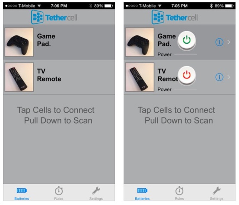 Illustration : Le Tethercell connecte à iOS n'importe quel appareil alimenté par des piles AA