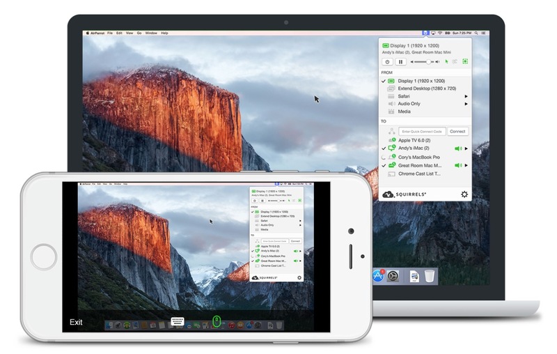 Illustration : AirParrot Remote gère la recopie vidéo du Mac depuis un iPhone ou un iPad
