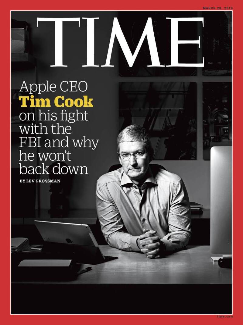 Illustration : Apple / FBI : Tim Cook réaffirme sa détermination en Une du Time