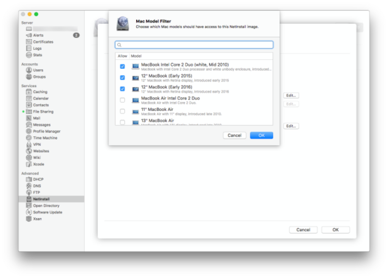 Illustration : Des traces d'un MacBook 12" (début 2016) dans OS X Server !