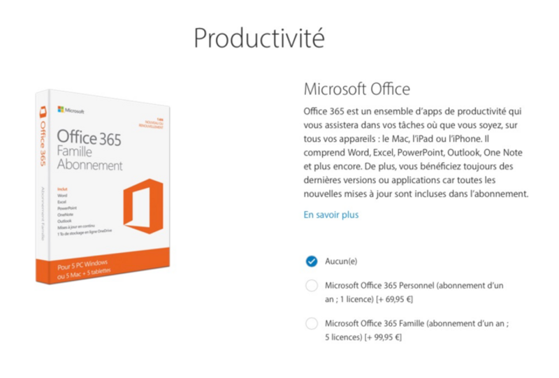 Illustration : Bien qu'Office soit offert sur l'iPad Pro 9,7", Apple le propose en option