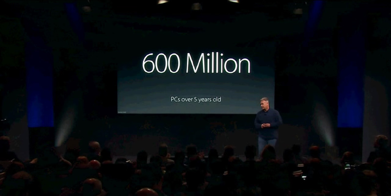 Illustration : Phil Schiller et ses "Vieux PC de 5 ans à remplacer par des iPad Pro", sources de moqueries