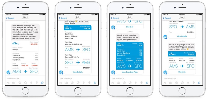 Illustration : KLM envoie ses cartes d'embarquement sur Facebook Messenger