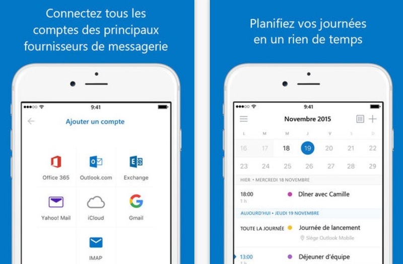 Illustration : Grâce à Sunrise, Outlook ajoute les évènements de Facebook et Evernote à son calendrier