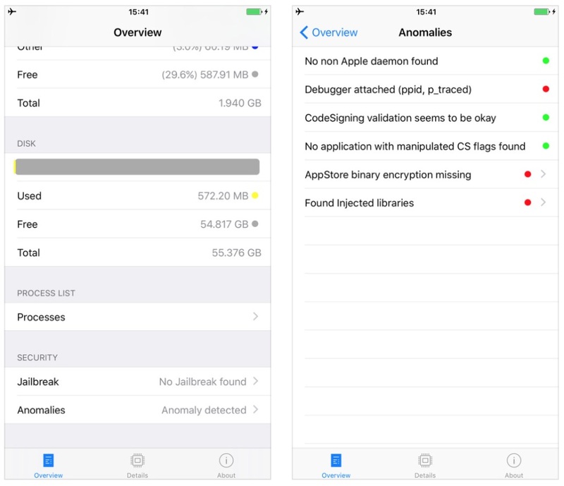 Illustration : System and Security Info dénonce les iPhone déplombés